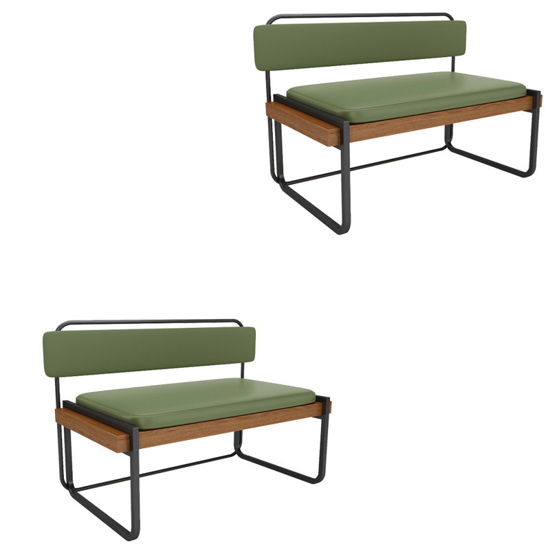 Banc rembourré en similicuir, Vert