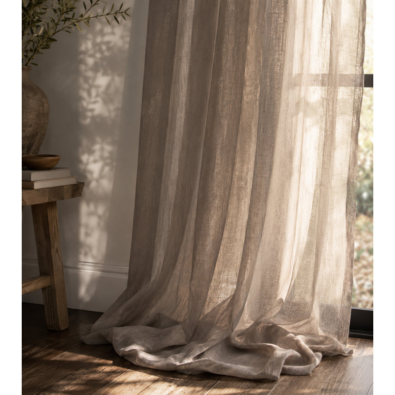 Baltej Semi Sheer Curtain Single Panel, Sand, 54" x 108"