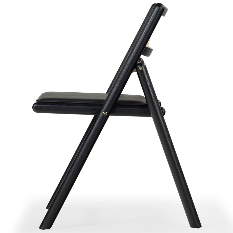 Shaylie Upholstered Seat Folding Dining Chair, Black/Natural