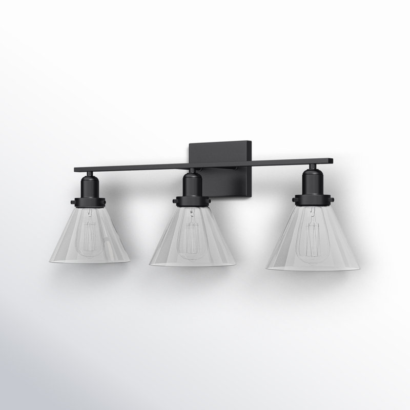 Catalina 3 Light Transparent Dimmable Vanity Light, Black