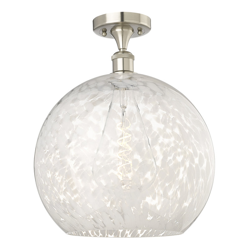Plafonnier semi-encastré 1 lumière Ballston - Adreann, Nickel satiné brossé, H 17,88 po x l 13,75 po x P 13,75 po