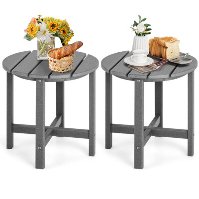 2PCS 18''Adirondack Side Table Weather Resistant HDPE Garden Patio