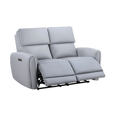 Mouvement électrique gris avec cuir synthétique, / Orifice de type C, ressorts ensachés, profondeur d'assise de 22 po, cuir de poids de produit de 165 lb, coussin serré, largeur de 59 po, 220 lb par capacité