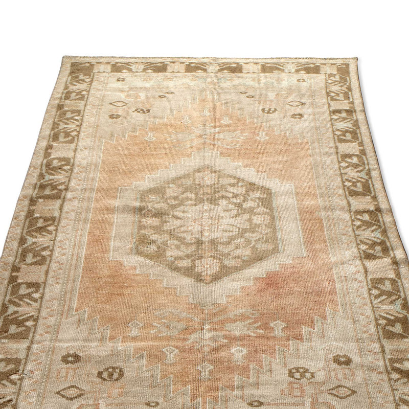 Auburn One-of-a-Kind Runner 3'8" X 8'3" Runner Area Rug Orange/Taupe/Brown/Aqua