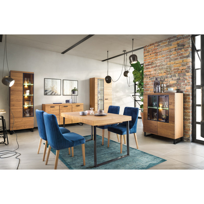 Laimondo Solid + Manufactured Oak Wood 2-Door Display Cabinet