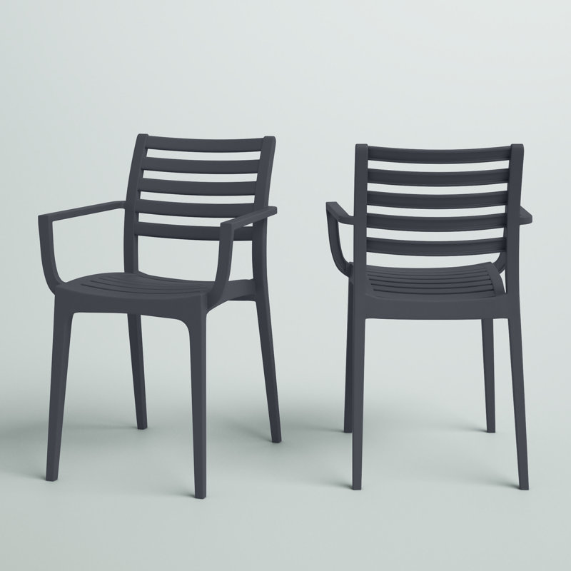 Melissus Stacking Patio Dining Armchair, Dark Gray