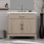 Meuble-lavabo simple en chêne gris 36 po X P 22 po D, dessus en marbre de Carrare et ensemble de robinet-117980200