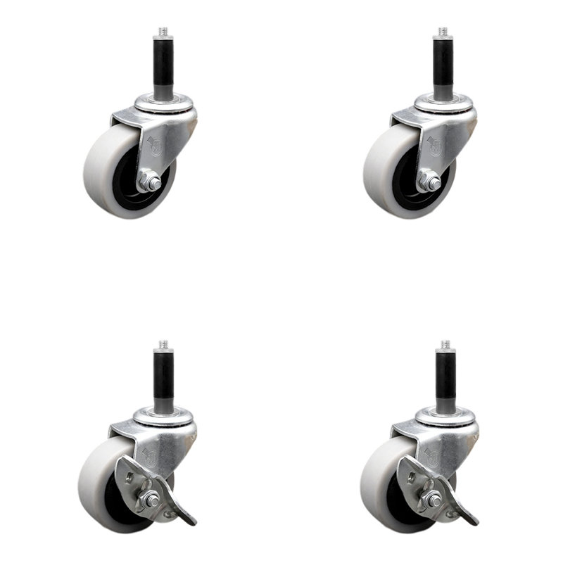 Ensemble de 4 roulettes avec tige extensible et frein