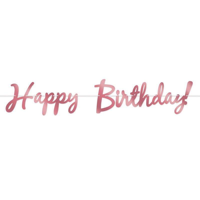 Banderole Foil Happy Birthday, Or rose