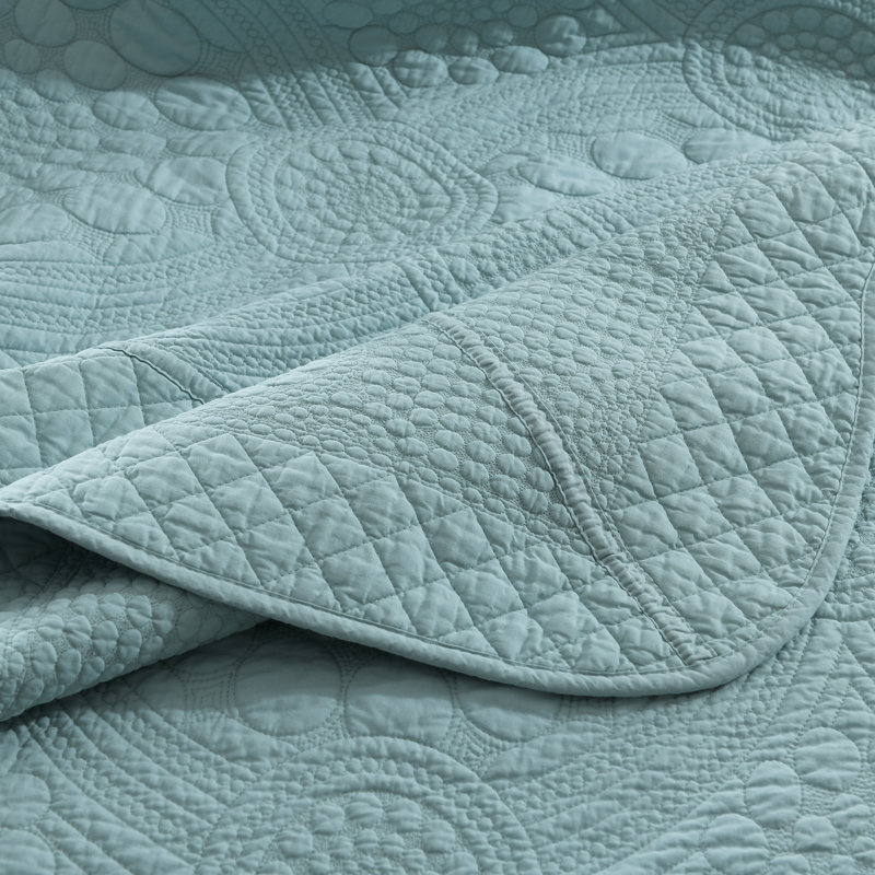 Tfshasta Cotton Twill Patchwork Quilt, Queen Quilt + 2 Standard Shams, Angel Blue