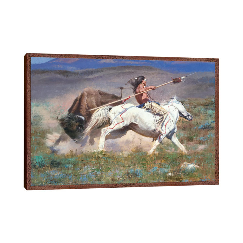 The Duel 1 Piece Wall Art on Canvas, 101.6 cm H x 66.04 cm W, Classic Brown Wood Framed