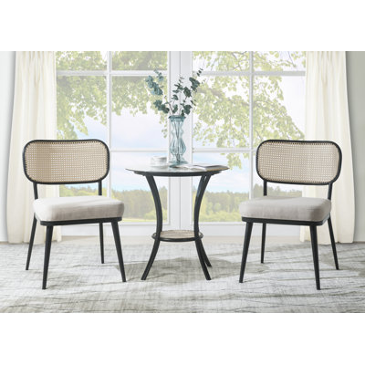 Conswala PCS SET TABLE & ChairS AC Modern Black Dining Table Set Round Glass Table Set