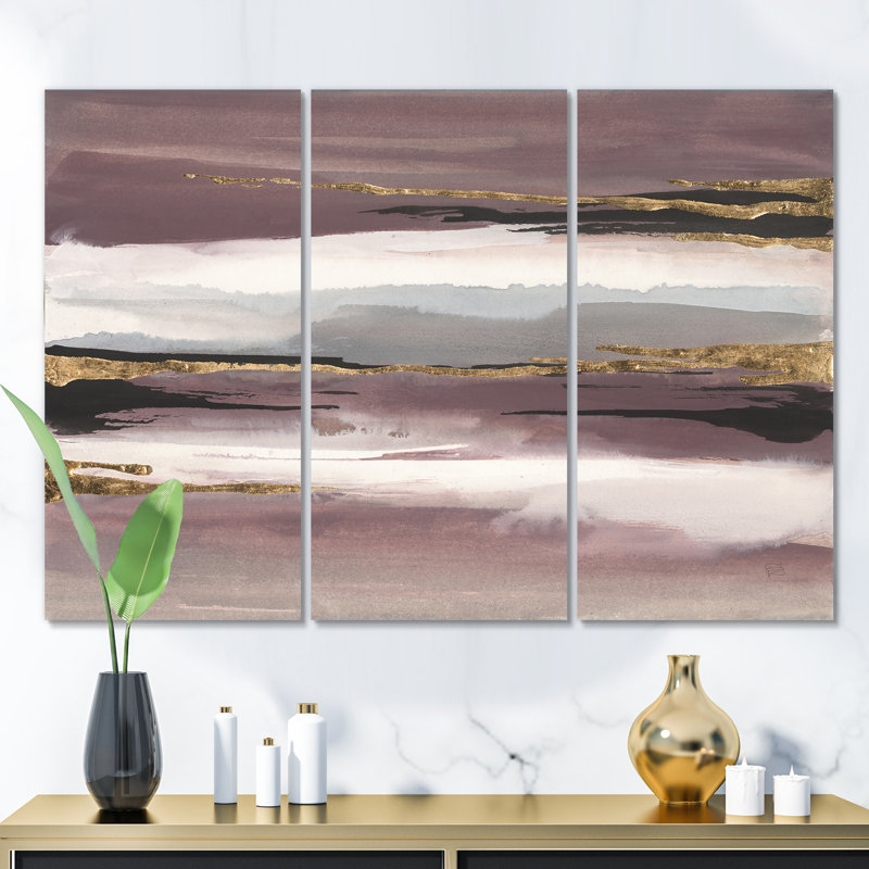Mauve Glam Storm I - 3 pièces, reproduction d'art sur toile tendue, H 28 po x l 36 po x P 1 po