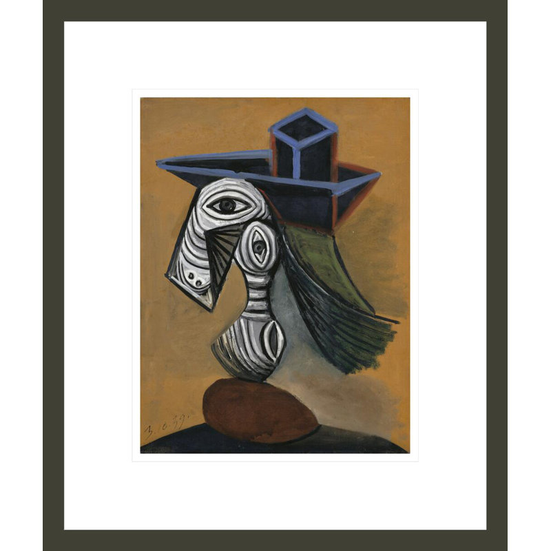 Femme au chapeau bleu par Pablo Picasso, H 16,31 po x l 13,75 po