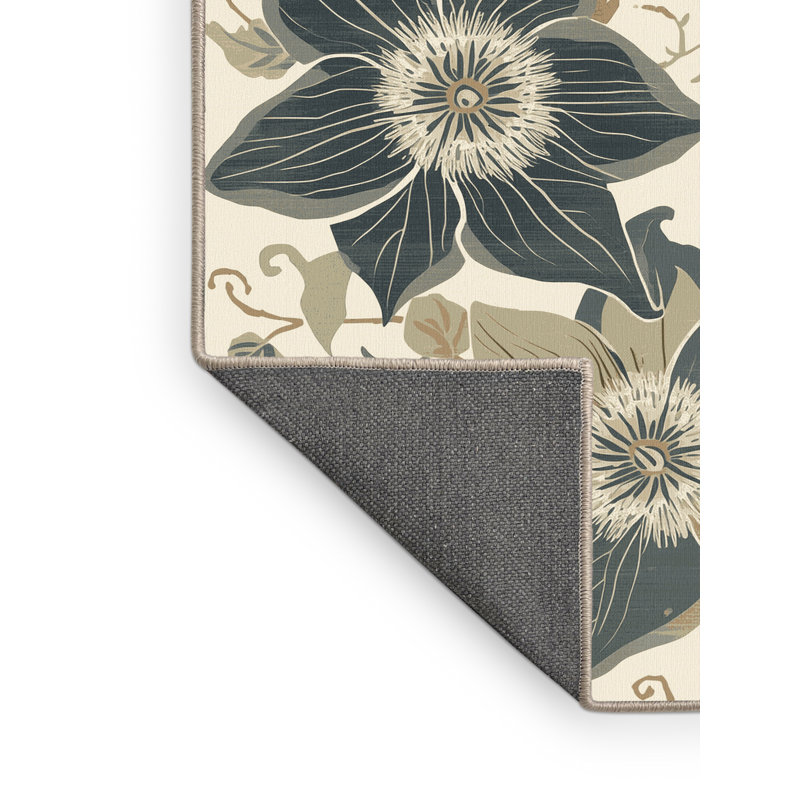 Tapis floral moelleux et doux à motif de clématites Calvin, 3 X 5