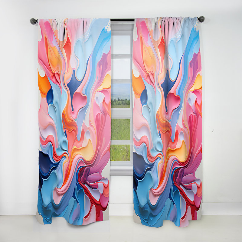 Elchanan Colorful Fluid Abstract Liquid Ink II - Modern Curtain - Velvet Room Darkening - 1 panel, 52" W x 90" L