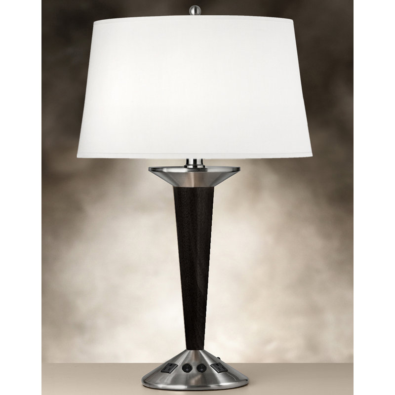 Brushed Steel Ebony Metal Table Lamp