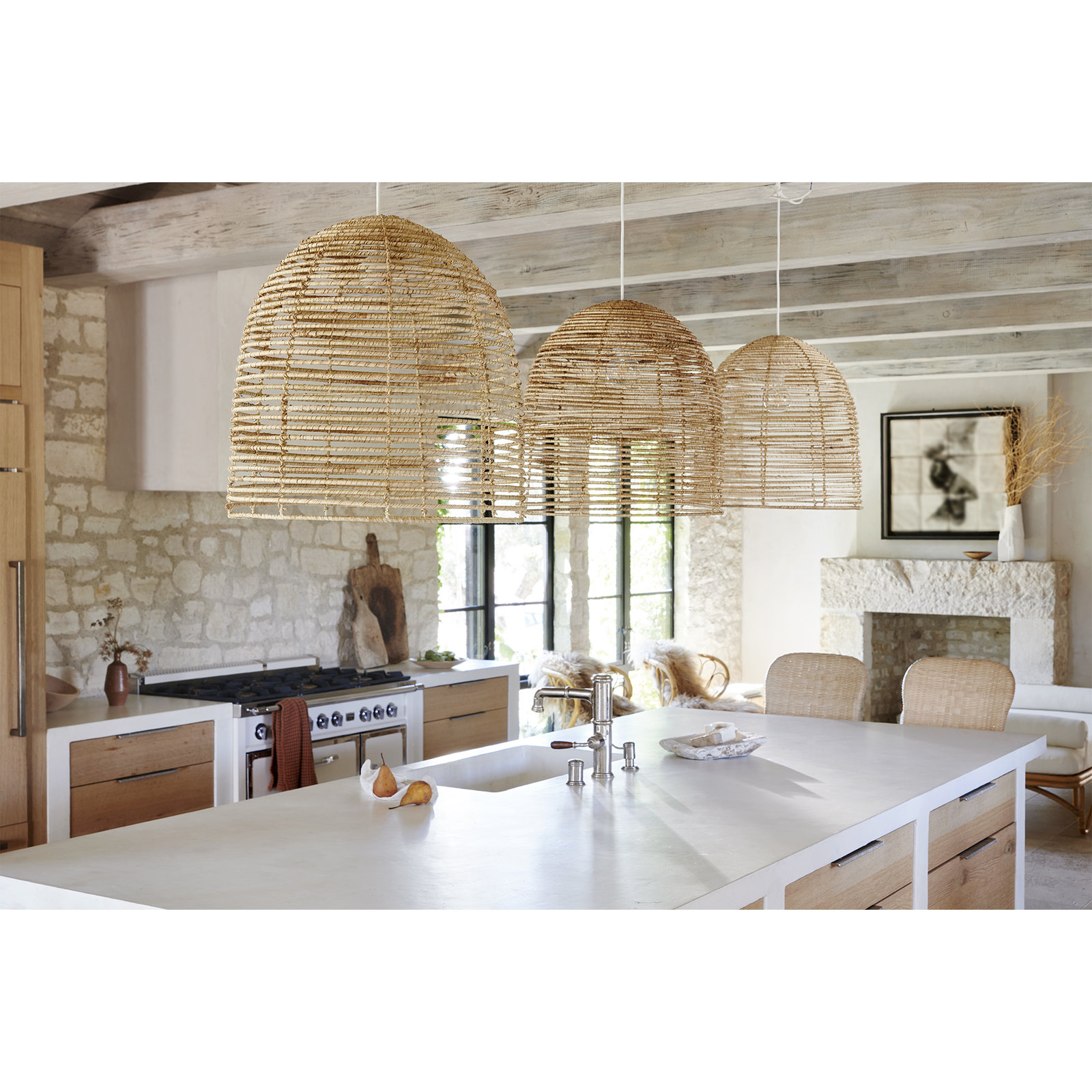 Single Light Rattan Pendant