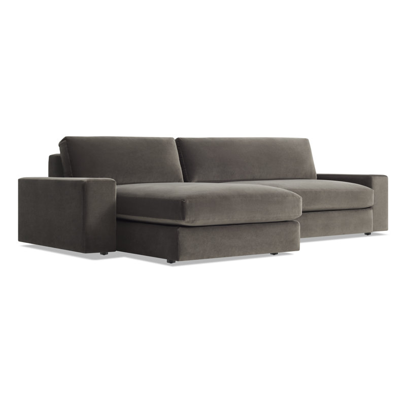 Esker Chaise Sectional, Left Hand Facing, Storm Velvet
