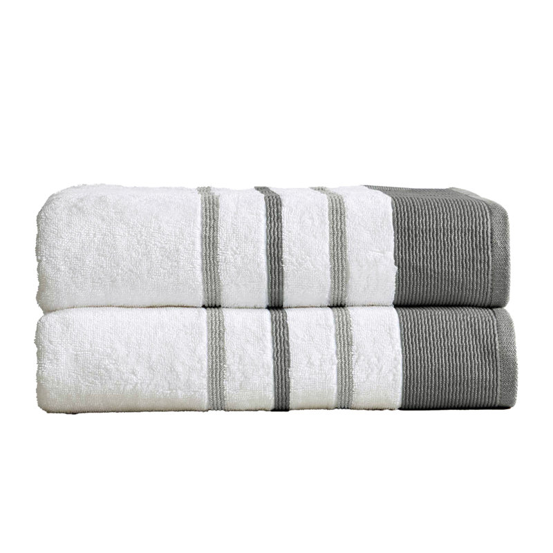 Deanthony Luxury Cotton Decorative, Dark Gray/Light Gray, Bath Sheets - 2 Pack
