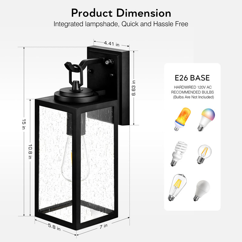 Luminaire extérieur moderne noir Dusk to Dawn Sensor
