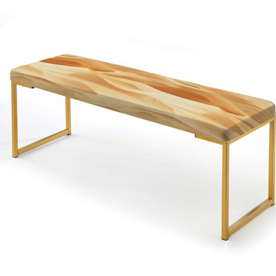 Sahara Sandscape Mirror - Abstract Upholstered Gold Bench