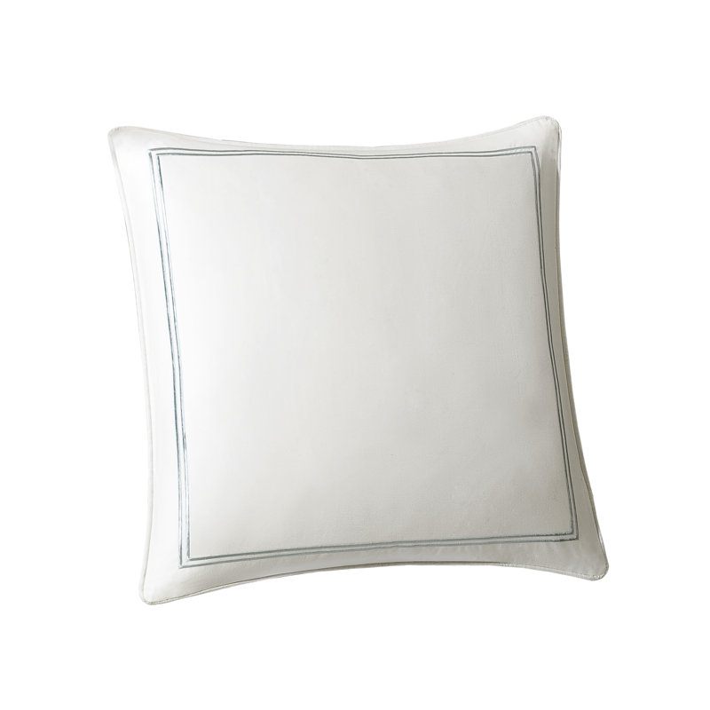 Ivory Cotton Satin Embroidered Euro Sham