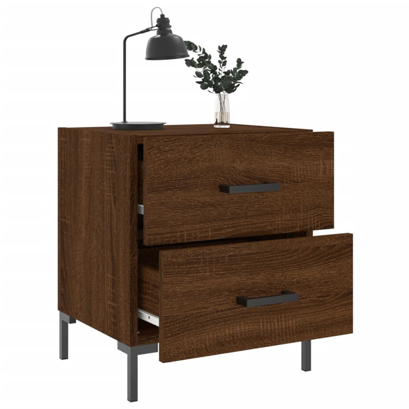 Ellayne 40cm W Iron Bedside Table, White, Individual