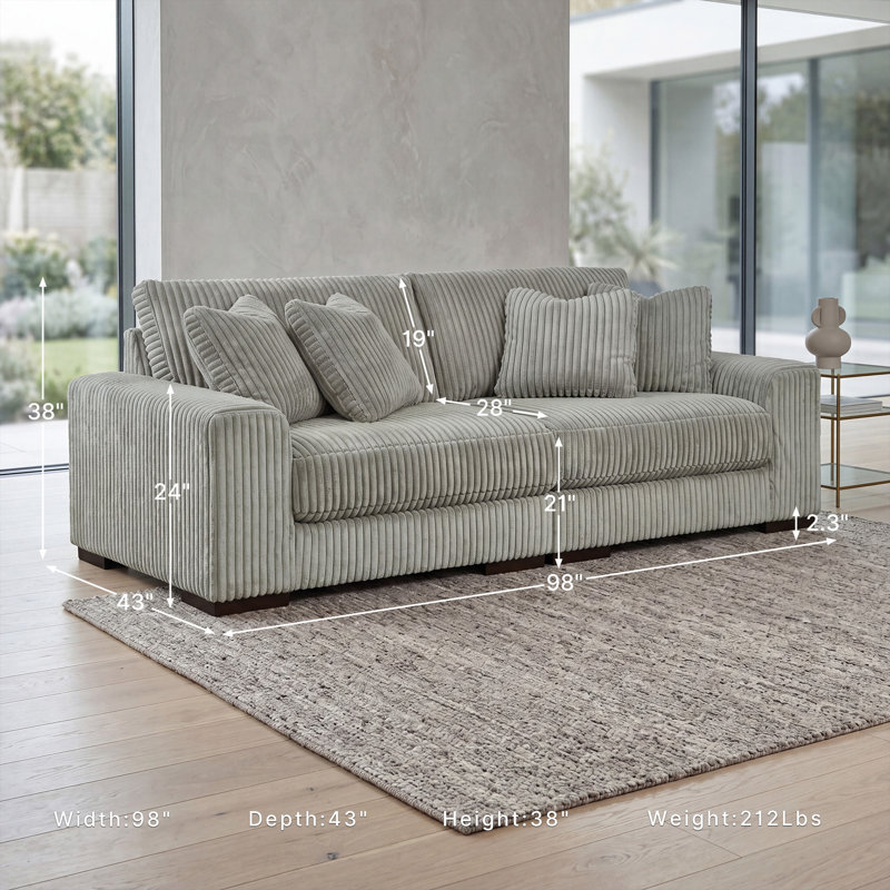 Lindyn Upholstered 102'' Sofa, Gray