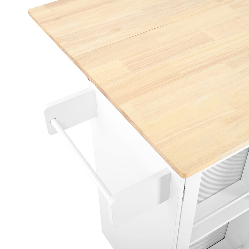 Mobile Storage Cart For Kitchen With Drop - Leaf Table Top, 2 Drawers, Door Box, Towel Hanger, Spice Rack, White, High Strength , 29.83 In Width Unit On Wheels , Cupboard, And , White Finish,