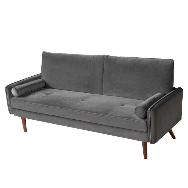 Canapé en velours Hefling 68,5 po, Velours gris foncé