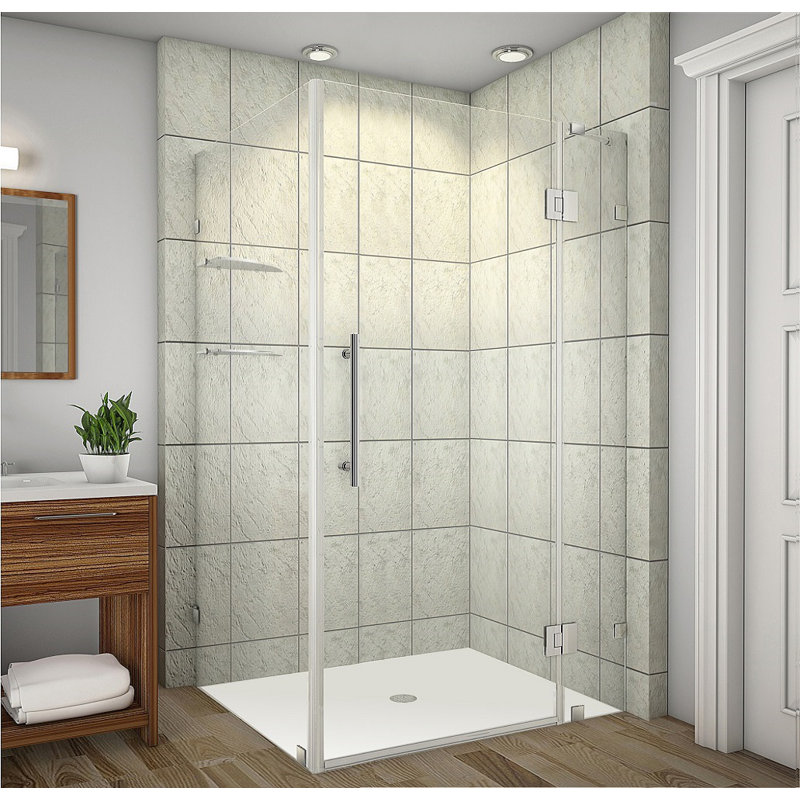 Avalux GS 42" x 72" Square Hinged Shower Enclosure, Stainless Steel