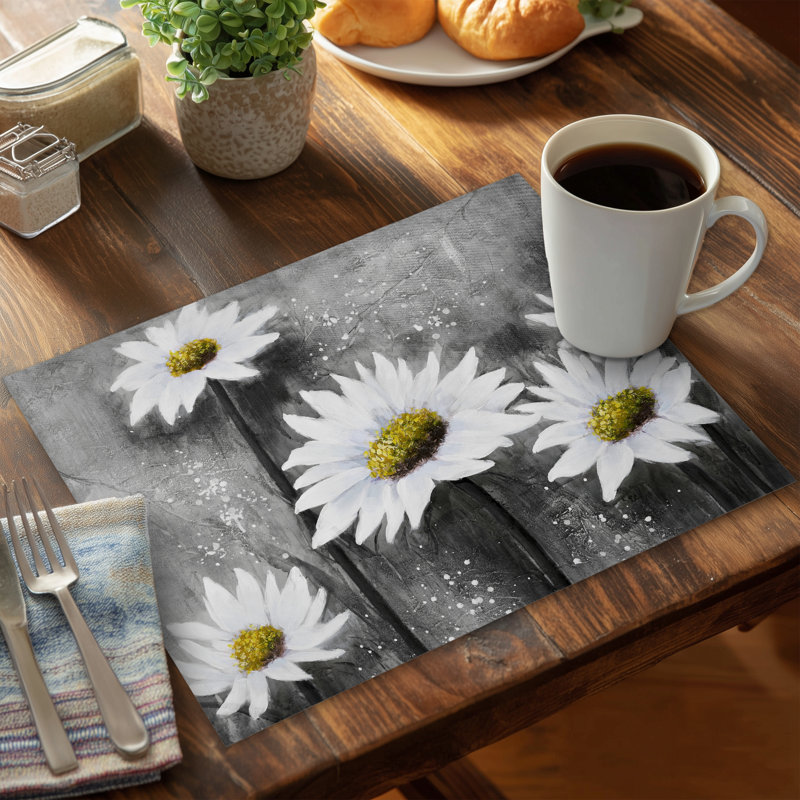 Daisies Polyester Placemat - White American Flowers Decor