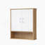 Armoire murale de salle de bain avec double porte, tablette inférieure, portes à motifs ondulées, tablette intérieure réglable, installation facile, bois blanc et naturel