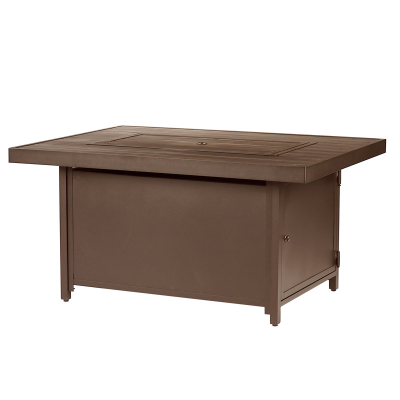 Carin Rectangle Aluminum Propane Smokeless Fire Pit Table with Hidden Fuel Tank, Brown