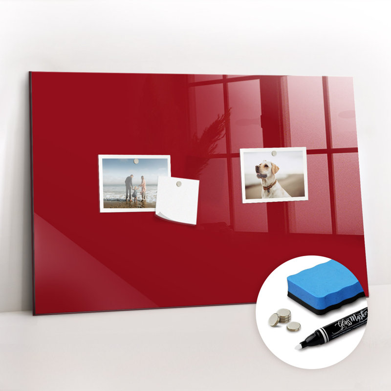Magnetic Glass Dry Erase Board, Red