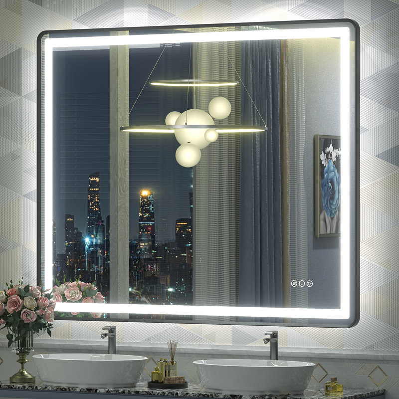 Aevar UL Certified Front & Back LED Anti-Fog Tempered Glass Bathroom/Vanity Mirror with 3-Year Warranty, 48" x 40"