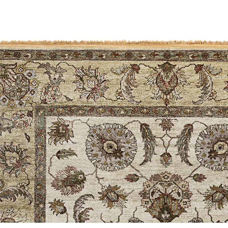 High-Quality Hand-Knotted Ivory And Gold Area Rug