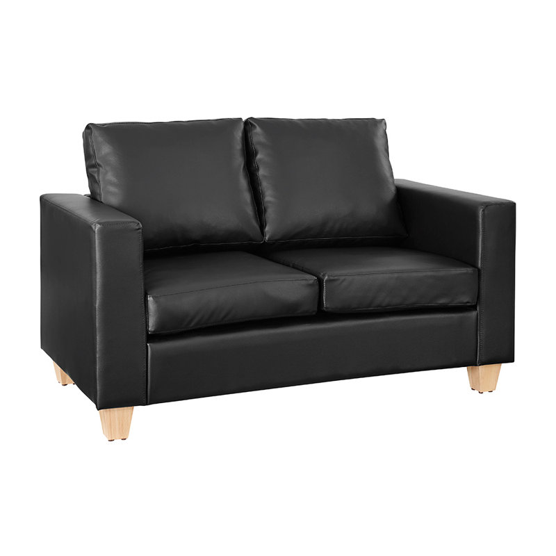 2 Seater Faux Leather Loveseat, Black