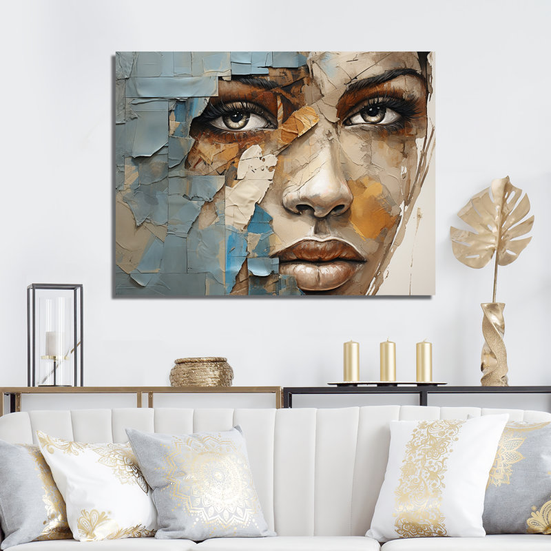 «Paint Collage African Woman I», reproduction d'art sur toile, H 30 po x l 40 po x P 1,5 po, Toile tendue