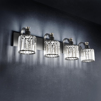 Luminaire de meuble-lavabo moderne en cristal noir mat 6 lumières