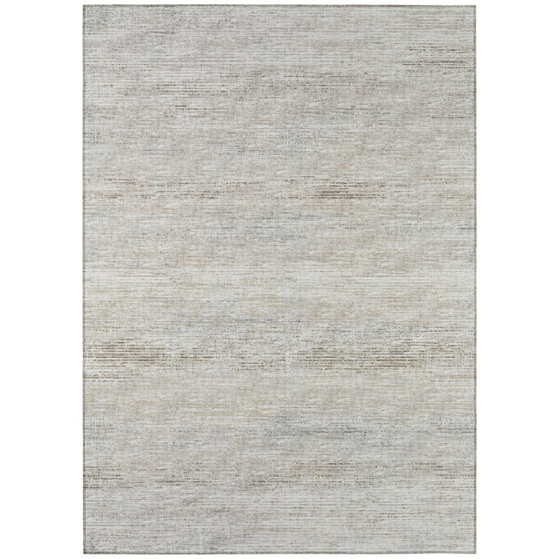 Contemporary Ivory Distressed 1''8" X 2''6" Accent Rug, Rectangle 5' x 7'6"