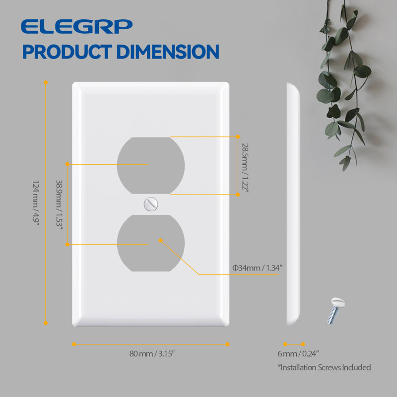 Plaque murale d'interrupteur double 4,9 "x 3,15" 1 liste, UL, blanc brillant (paquet de 20), Blanc