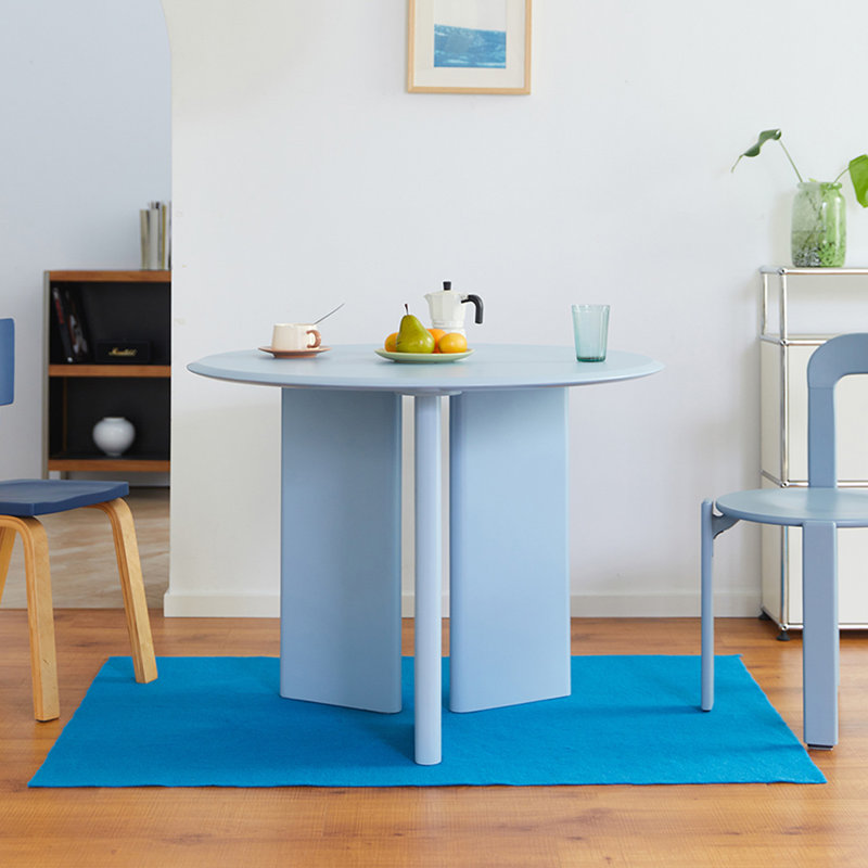 Table de salle à manger à densité haute pression bleue, H 29,53 po x L 43,31 po x l 43,31 po