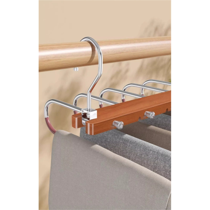 Porte-pantalons pliable en bois massif, 4