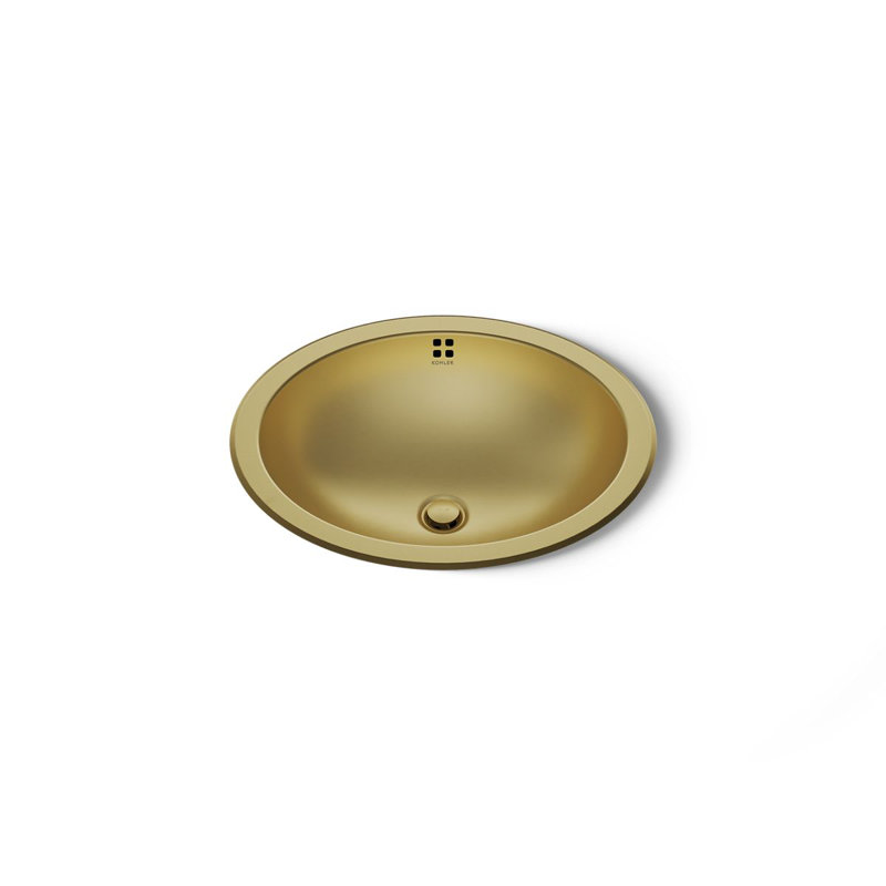 Bachata®20" Oval Drop-In/Undermount Bathroom Sink, No Overflow, Vibrant Brushed Moderne Brass