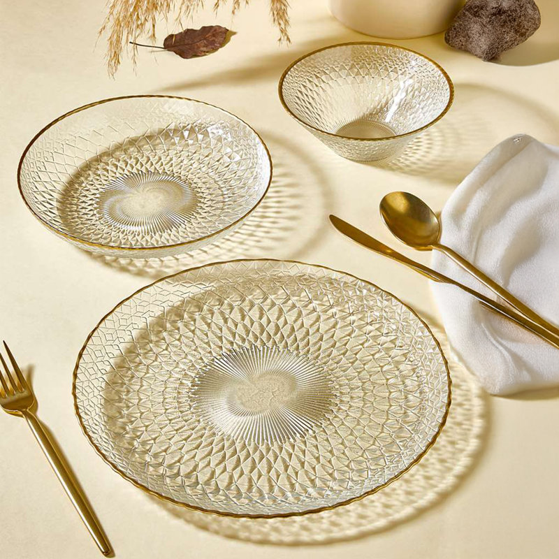 Service de table 18 pièces 100% verre 18 pièces
