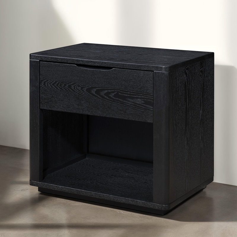 Venice Modern Nightstand With Soft Close Drawer, Black