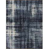 Shibori Hand Knotted Wool Abstract Area Rug in Indigo/Ivory