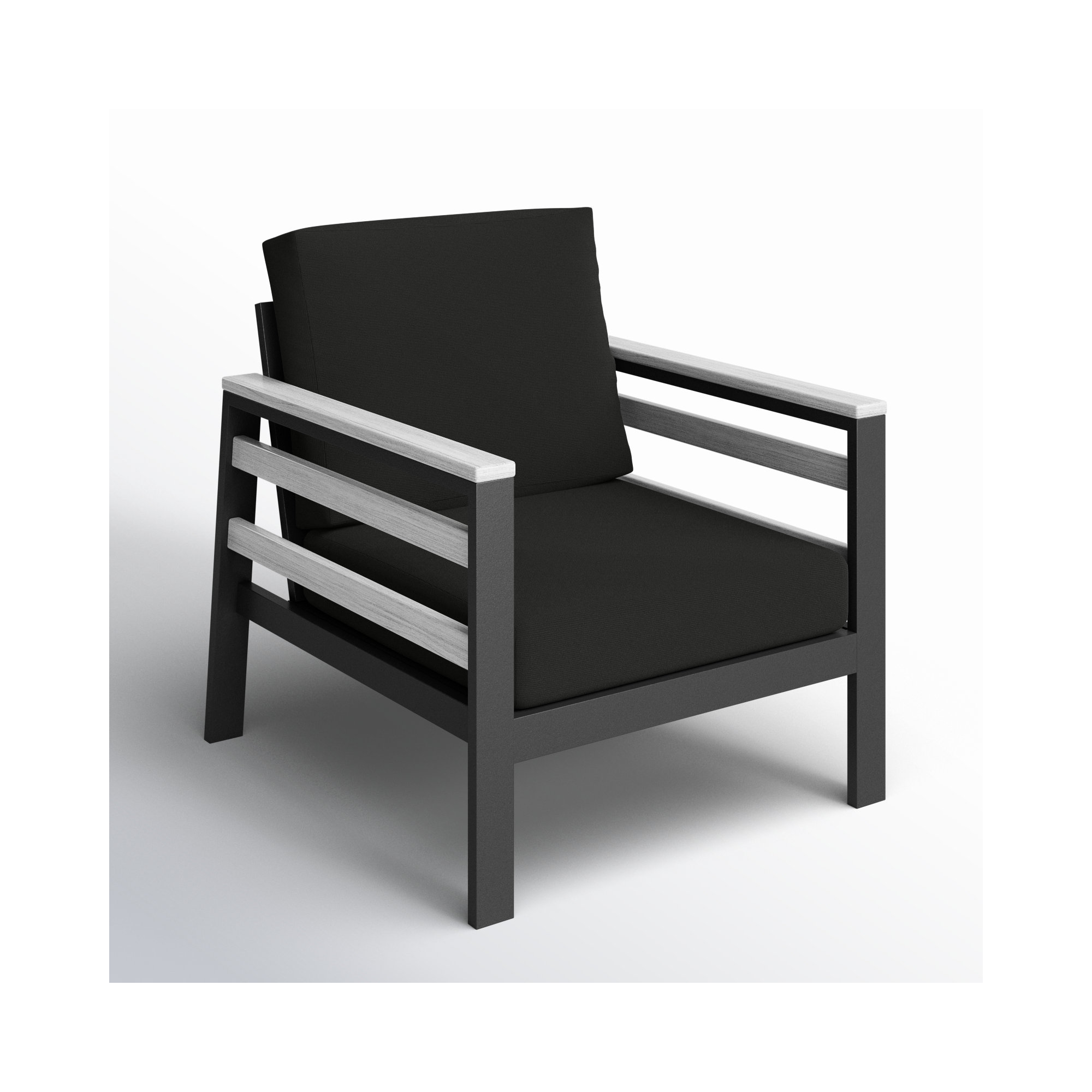 Townsend Patio Chair with Sunbrella® Cushions, White/Dark Gray, Canvas Black Sunbrella® Canvas